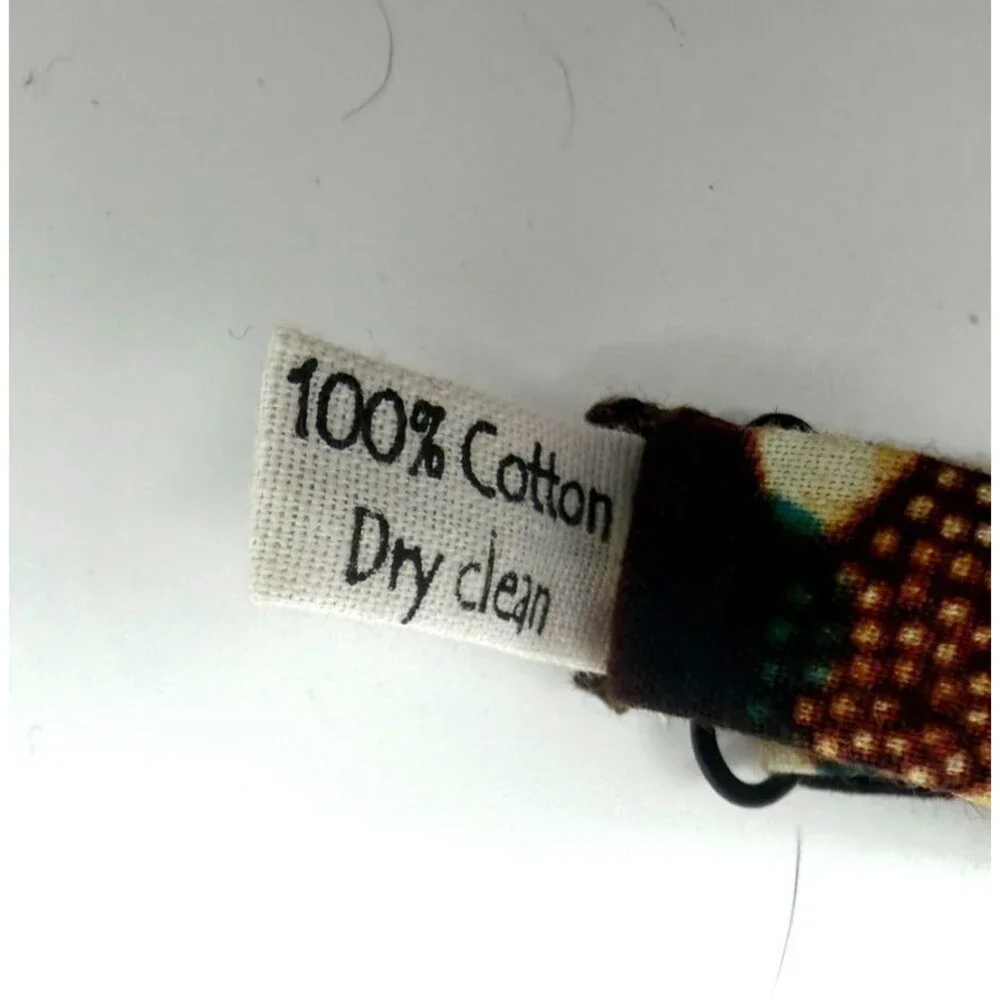 Lion's Thread Bow Tie Handmade in Uganda Cotton Abstract Geo Print Brown Blue